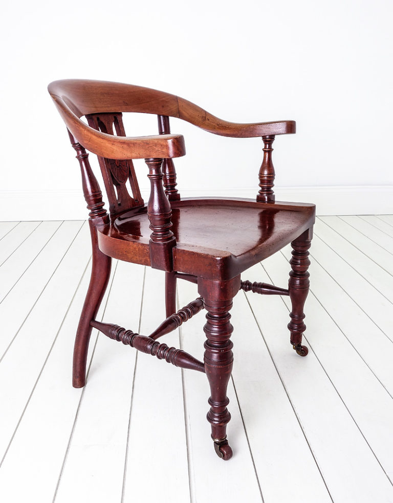 Antique mahogany office chair English circa 1900.