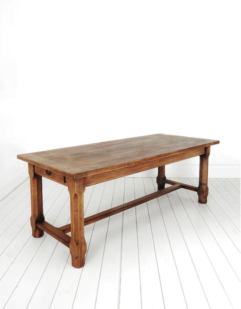 Antique French oak rectory table from Brittany, solid and heavy construction.