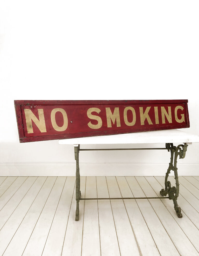 An original large hand painted No Smoking Sign.