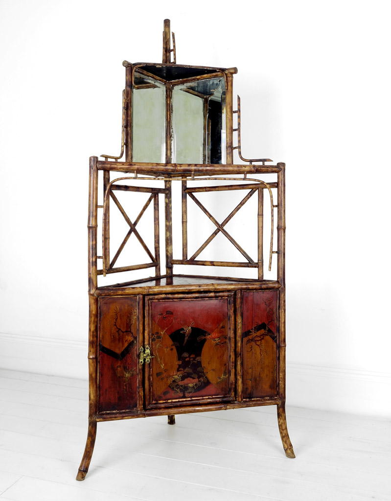 English antique Bamboo Corner Cabinet.