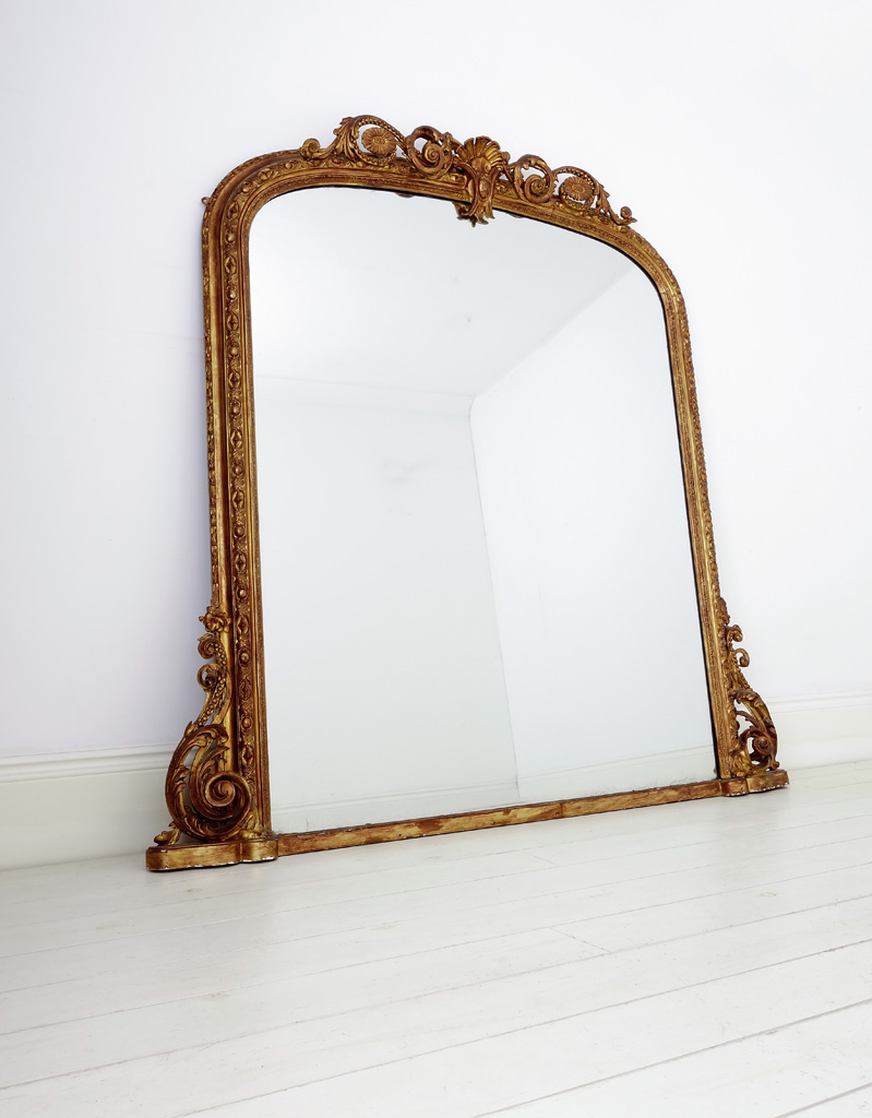 Large VictorianArch Top Overmantle Mirror